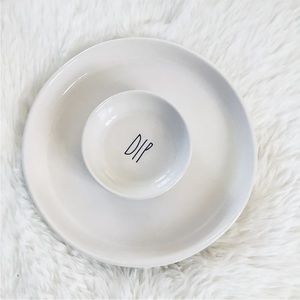 Rae Dunn Magenta Ceramic Chip & Dip Serving Dish Plate 10” Diameter